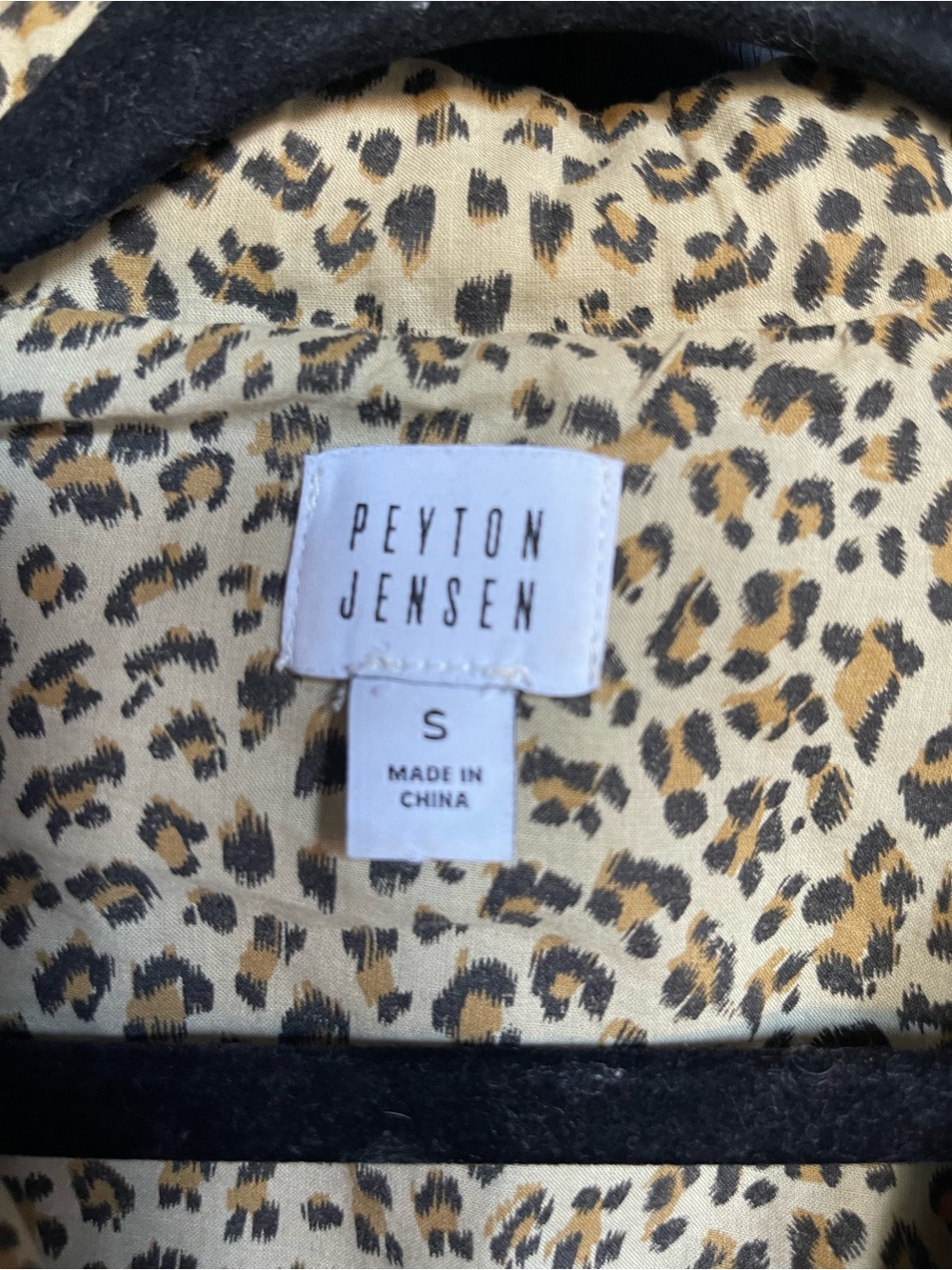 Peyton Jensen Leopard Trim Safari Utility Jacket Olive Size S - Picture 3 of 5